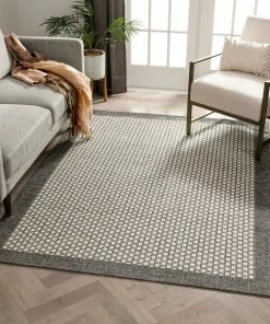 Well Woven Azuki Contemporary Tribal Border Beige Kilim-Style 5'3" X 7'3" Rug