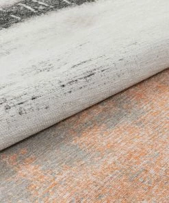 Well Woven Fanos Modern Distressed Abstract Brush Strokes Salmon Grey Kilim-Style Rug