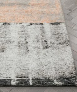 Well Woven Fanos Modern Distressed Abstract Brush Strokes Salmon Grey Kilim-Style Rug
