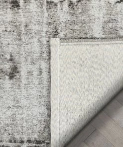 Well Woven Fanos Modern Distressed Abstract Brush Strokes Salmon Grey Kilim-Style Rug