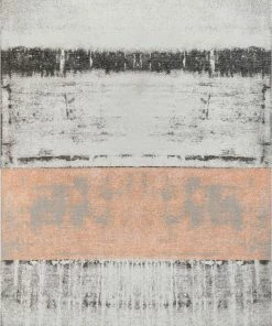 Well Woven Fanos Modern Distressed Abstract Brush Strokes Salmon Grey Kilim-Style Rug
