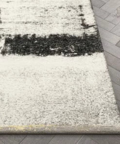 Well Woven Global Fanos Modern Distressed Abstract Brush Strokes Yellow Grey Kilim-Style Rug