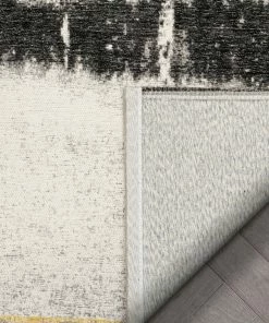 Well Woven Global Fanos Modern Distressed Abstract Brush Strokes Yellow Grey Kilim-Style Rug