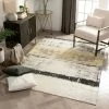 Well Woven Global Fanos Modern Distressed Abstract Brush Strokes Yellow Grey Kilim-Style Rug
