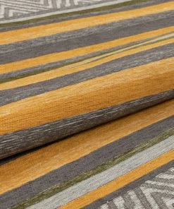 Well Woven Chia Contemporary Solid & Striped Beige Gold Kilim-Style 5'3