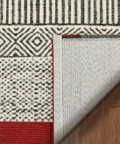 Well Woven Largo Modern Abstract Geometric Pattern Red Kilim-Style Rug