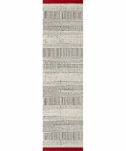 Well Woven Largo Modern Abstract Geometric Pattern Red Kilim-Style Rug