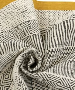 Well Woven Global Largo Modern Abstract Geometric Pattern Gold Kilim-Style Rug