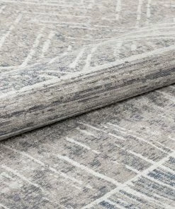 Well Woven Agma Contemporary Distressed Abstract Waves Grey Beige Kilim-Style 5'3