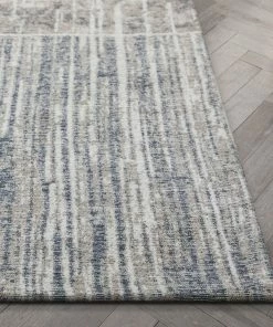Well Woven Agma Contemporary Distressed Abstract Waves Grey Beige Kilim-Style 5'3