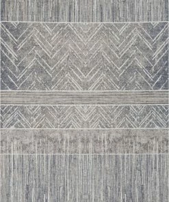 Well Woven Agma Contemporary Distressed Abstract Waves Grey Beige Kilim-Style 5'3" X 7'3" Rug