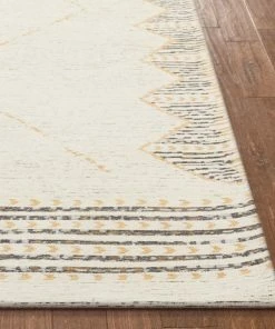 Well Woven Global Kippa Moroccan Diamond Pattern Gold Kilim-Style 5'3