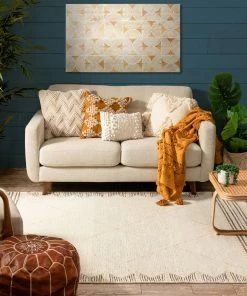 Well Woven Global Kippa Moroccan Diamond Pattern Gold Kilim-Style 5'3