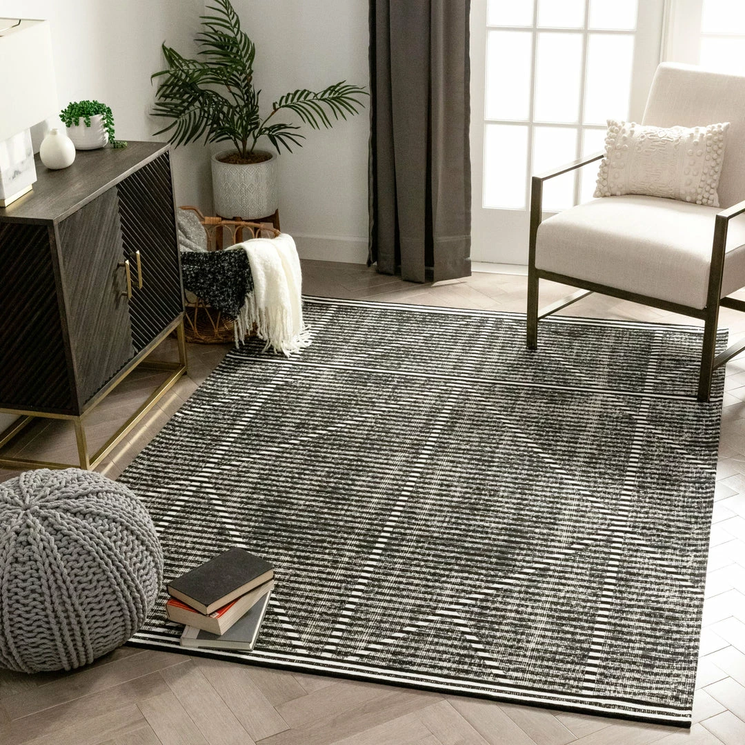 Well Woven Jato Contemporary Distressed Geometric Pattern Grey Kilim-Style 5'3" X 7'3" Rug Global 1 Well Woven Jato Contemporary Distressed Geometric Pattern Grey Kilim-Style 5'3" X 7'3" Rug Global