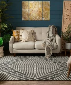 Well Woven Kapa Contemporary Geometric Chevron Stripes Grey Kilim-Style 5'3