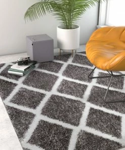 Well Woven Miraculous Grey Modern Shag Rug Geometric