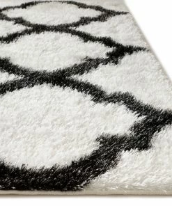 Well Woven Moroccan Humble White Modern Lattice Shag Rug