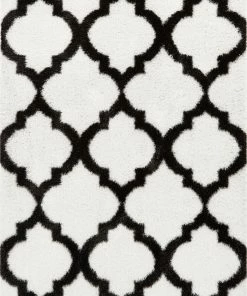 Well Woven Moroccan Humble White Modern Lattice Shag Rug