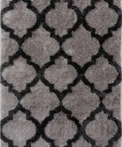 Well Woven Humble Grey Modern Lattice Shag Rug
