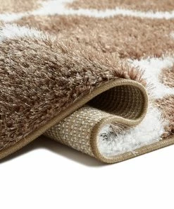 Well Woven Moroccan Humble Taupe Modern Lattice Shag Rug