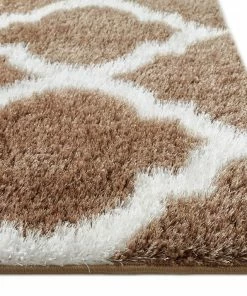 Well Woven Moroccan Humble Taupe Modern Lattice Shag Rug