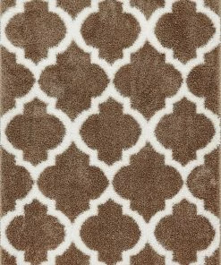 Well Woven Moroccan Humble Taupe Modern Lattice Shag Rug
