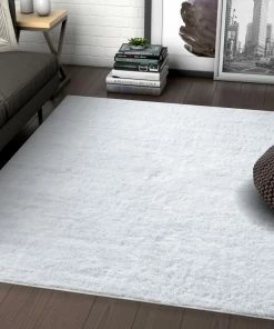 Well Woven Serenity Grey Modern Solid Rug Shag