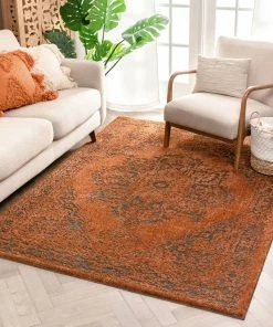 Well Woven Global Asgar Rust Modern Vintage Medallion Rug