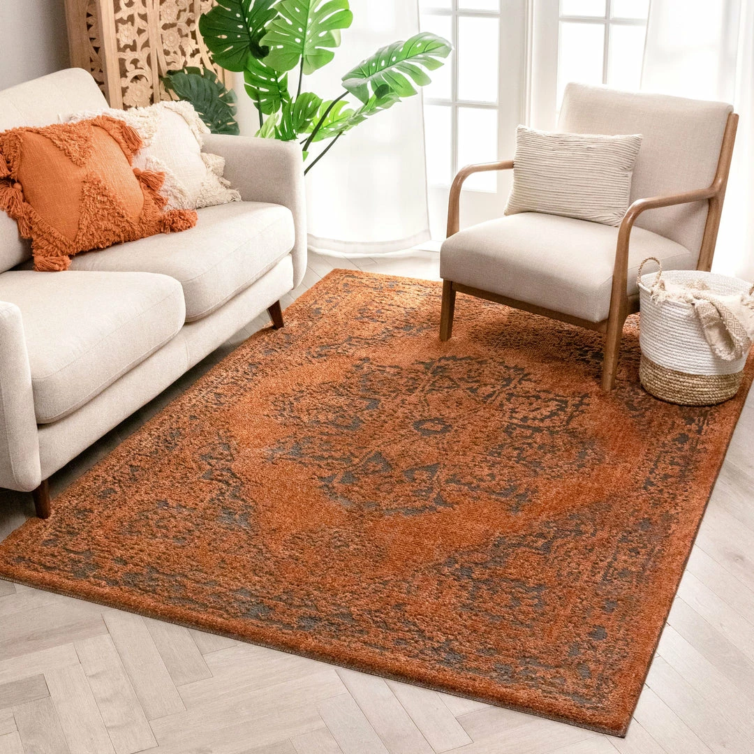 Well Woven Global Asgar Rust Modern Vintage Medallion Rug 2 Well Woven Global Asgar Rust Modern Vintage Medallion Rug