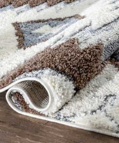 Well Woven Ares Moroccan Diamond Trellis Ivory High-Low Shag Rug