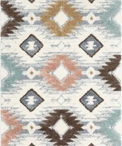 Well Woven Ares Moroccan Diamond Trellis Ivory High-Low Shag Rug