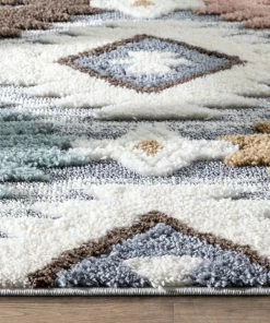 Well Woven Ares Moroccan Diamond Trellis Ivory High-Low Shag Rug