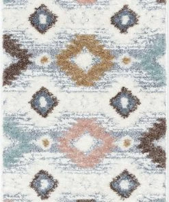 Well Woven Ares Moroccan Diamond Trellis Ivory High-Low Shag Rug