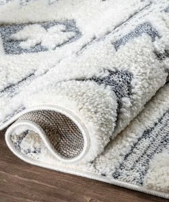 Well Woven Global Ares Moroccan Diamond Trellis Grey High-Low Shag Rug