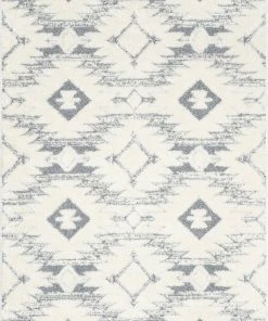 Well Woven Global Ares Moroccan Diamond Trellis Grey High-Low Shag Rug