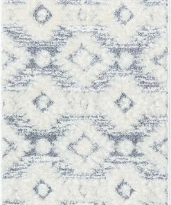 Well Woven Global Ares Moroccan Diamond Trellis Grey High-Low Shag Rug