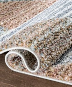 Well Woven Perseus Modern Geometric Blush High-Low Shag Rug