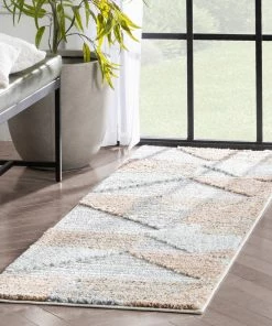 Well Woven Perseus Modern Geometric Blush High-Low Shag Rug