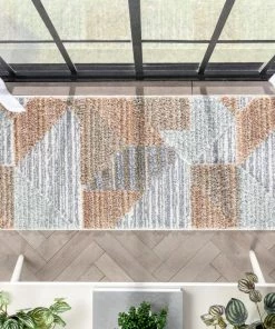 Well Woven Perseus Modern Geometric Blush High-Low Shag Rug