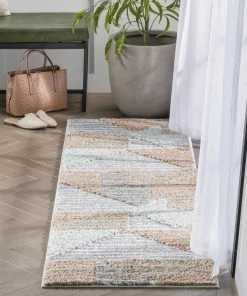 Well Woven Perseus Modern Geometric Blush High-Low Shag Rug