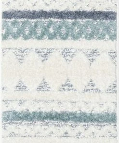 Well Woven Briseis Moroccan Tribal Diamond Light Blue High-Low Shag Rug