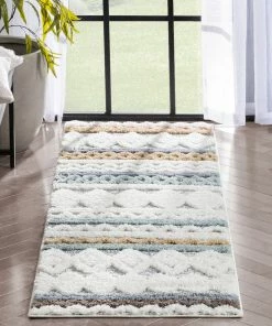 Well Woven Briseis Moroccan Tribal Diamond Light Blue High-Low Shag Rug