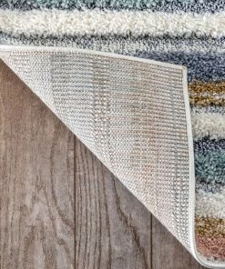 Well Woven Proteus Modern Stripes Light Blue High-Low Shag Rug