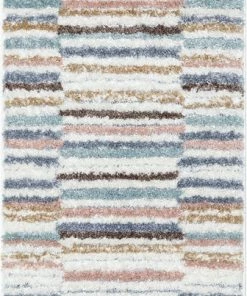 Well Woven Proteus Modern Stripes Light Blue High-Low Shag Rug