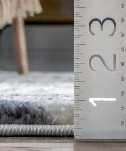 Well Woven Thanatos Modern Geometric Ivory High-Low Shag Rug