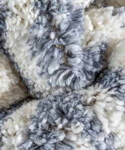 Well Woven Thanatos Modern Geometric Ivory High-Low Shag Rug