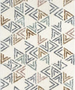 Well Woven Thanatos Modern Geometric Ivory High-Low Shag Rug