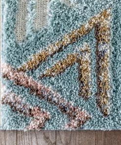 Well Woven Thanatos Modern Geometric Light Blue High-Low Shag Rug