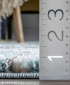 Well Woven Thanatos Modern Geometric Light Blue High-Low Shag Rug