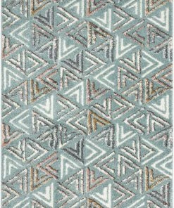 Well Woven Thanatos Modern Geometric Light Blue High-Low Shag Rug